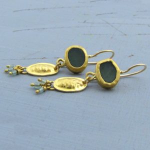 22k gold jewelry collection - Aventurine 22k gold earrings