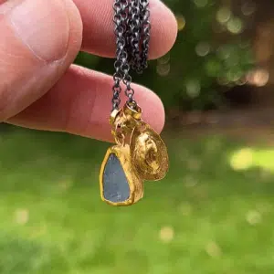 24k Aquamarine gold necklace
