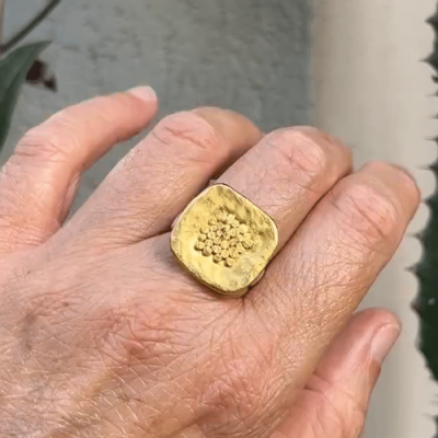 Solid 24k gold and silver granulated ring