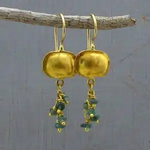 Emerald dangle 22k Earrings