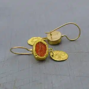 Dangle Coral fine gold earrings