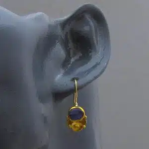Rough Tanzanite 24k gold earrings