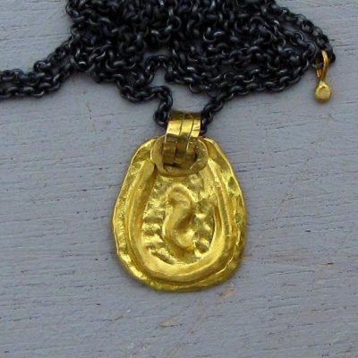Rustic 24 karat gold Pendant necklace