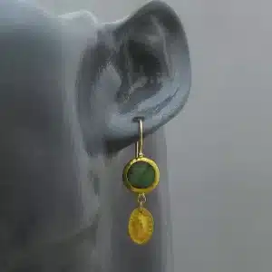 Chrysoprase 24k Gold Earrings