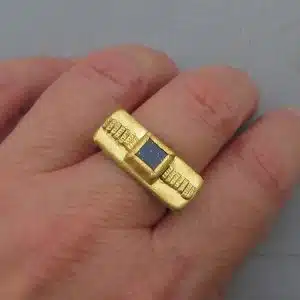 Lapis Lazuli silver and 24k gold ring