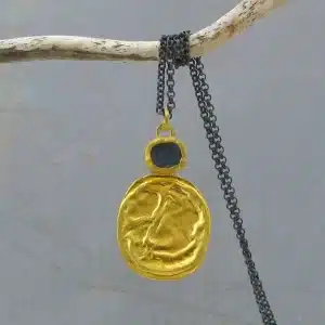 Rough Apatite 24k gold pendant necklace