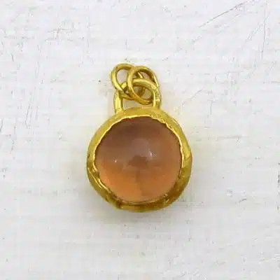 Round Rose Quartz 24k gold pendant