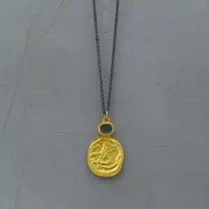 Rough Apatite 24k gold pendant necklace