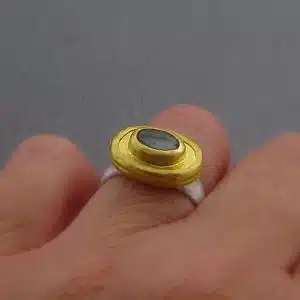 Blue Topaz 24k gold ring