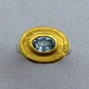 Blue Topaz 24k gold ring