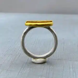 Handmade 24k gold ring with silver band
