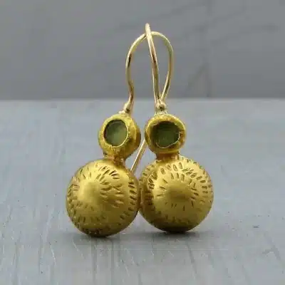Peridot 22 karat gold dangle earrings