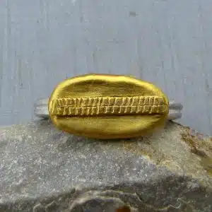 Handmade 24k gold ring with silver band