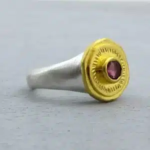 Pink Tourmaline 24k gold ring