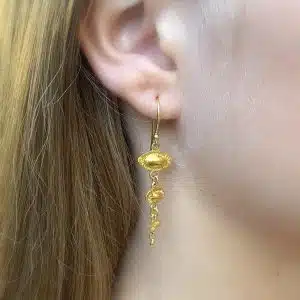 Dangle Evil Eye 22k gold earrings