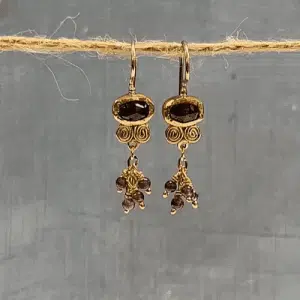 Dangle Garnet 22k gold earrings
