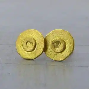 Handmade round 22 karat gold studs
