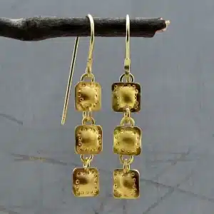 Dangle squares 22k gold earrings