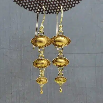Dangle Evil Eye 22k gold earrings