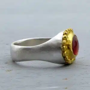 Garnet 24 karat gold ring