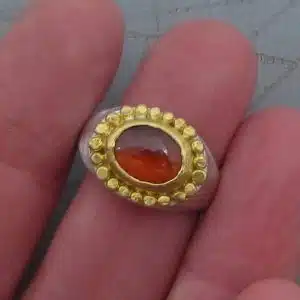 Garnet 24 karat gold ring