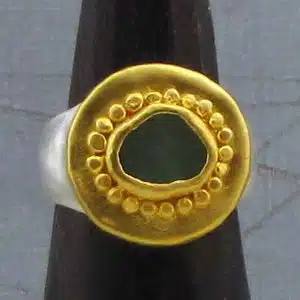Aventurine 24k solid gold signet ring