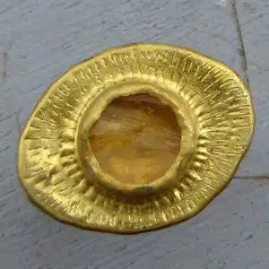 Oval rough Citrine eye 24k gold ring