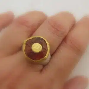 Carnelian 24k gold ring with silver band