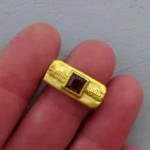 Garnet solid 24k gold ring