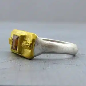 Garnet solid 24k gold ring