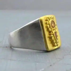 Orange Sapphire gold ring