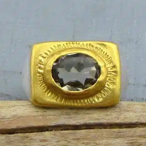 Green Amethyst 24k gold ring