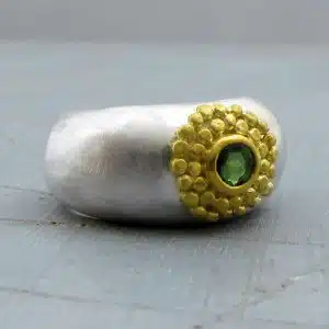 24 karat gold green Tourmaline ring