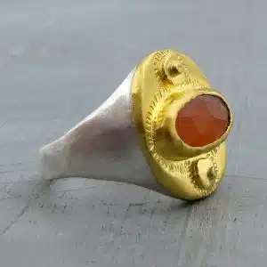 Ethnic Carnelian 24k gold ring