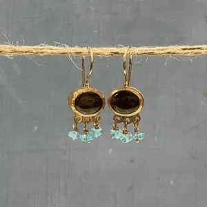 Smoky Topaz and Apatite 24k gold earrings
