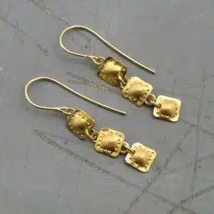 Dangle squares 22k gold earrings