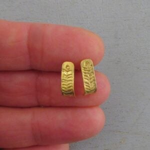 Textured solid 22k gold half hoop stud earrings