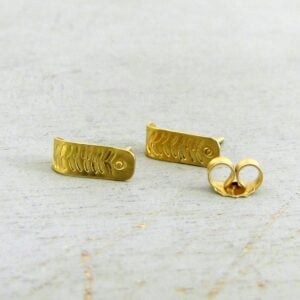 Textured solid 22k gold half hoop stud earrings