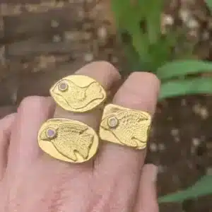 Bird Moonstone 24k gold ring