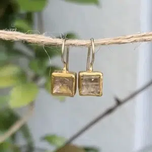 24k gold Rutile Quartz dangle earrings