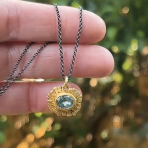 24 karat gold Blue Topaz necklace