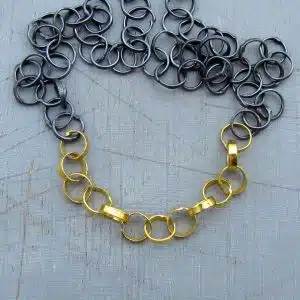 22K Gold and Silver links necklace