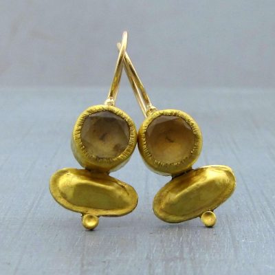Citrine 24 karat gold dangle earrings