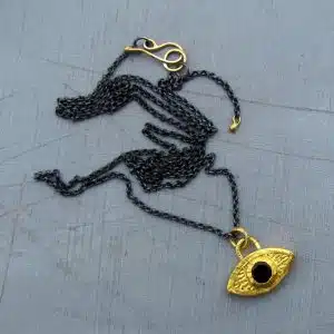 Garnet Evil Eye 24k gold pendant necklace