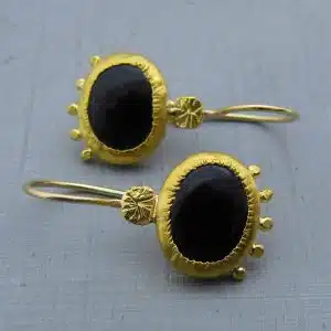 Handmade Black Onyx 24k Gold Earrings