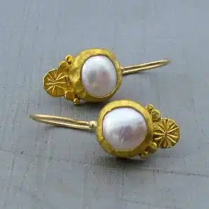 Pearls 24k gold earrings