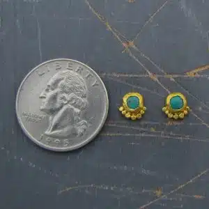 Turquoise 24k Gold Studs