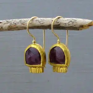 24k Gold Ruby dangle earrings