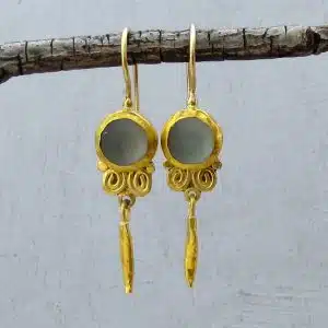 Blue Topaz 24k Gold Dangle Earrings