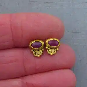 Ruby 24 karat gold stud earrings